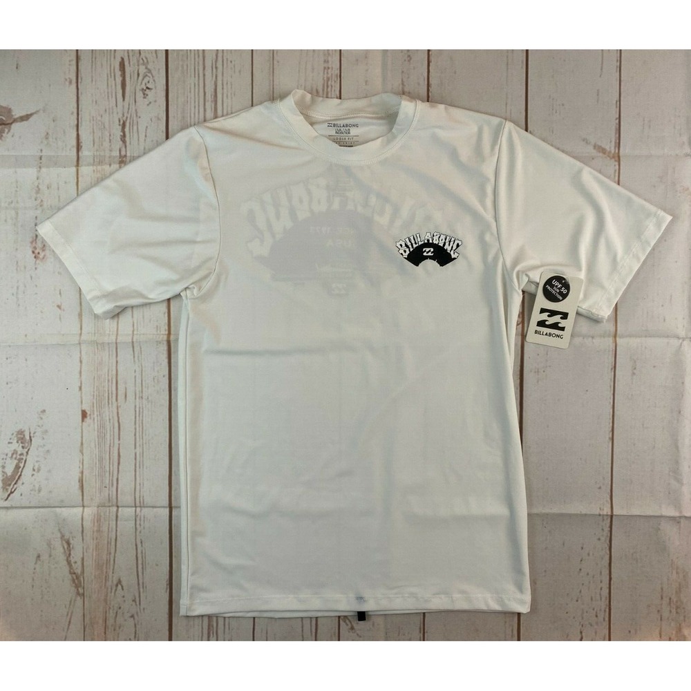 Billabong Mens Short Sleeve Surf Shirt UPF50 Sun Protection Size Small NWT White